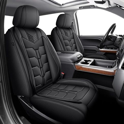 TTX LIGHTING Seat Covers Full Set Fit for 2007-2025 2026 Chevrolet Chevy Silverado GMC Sierra 1500 2500HD 3500HD Seat Covers for Cars Leather Waterproof Truck Seat Protector（Black in Saudi Arabia