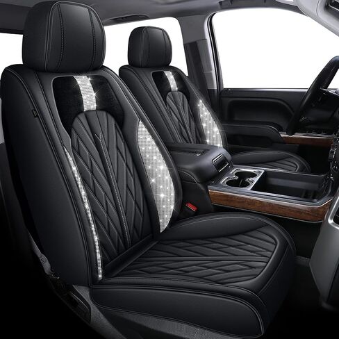 TTX LIGHTING Seat Covers Full Set Fit for 2007-2025 2026 Chevrolet Chevy Silverado GMC Sierra 1500 2500HD 3500HD Seat Covers for Cars Leather Waterproof Truck Seat Protector（Black in Saudi Arabia