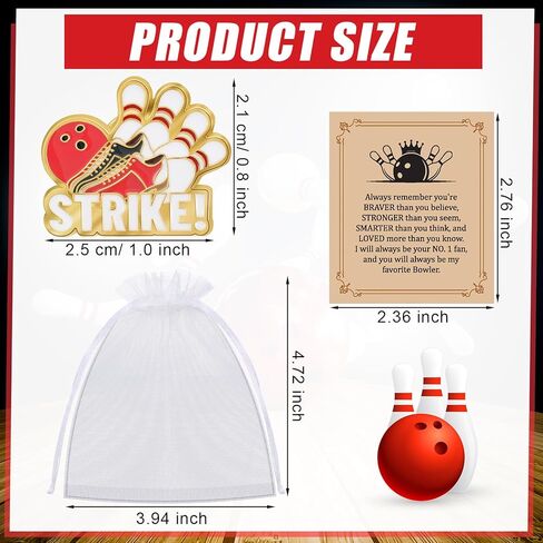 Misdary 24 Set Bowling Lapel Pins Gifts Include Bowling Pins Cards Organza Bags for Sports Lover Player Birthday Party Favors Game Awards for Backpack Purse Bag Jackets Backpacks Souvenirs Charms in Saudi Arabia
