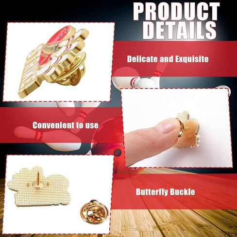 Misdary 24 Set Bowling Lapel Pins Gifts Include Bowling Pins Cards Organza Bags for Sports Lover Player Birthday Party Favors Game Awards for Backpack Purse Bag Jackets Backpacks Souvenirs Charms in Saudi Arabia