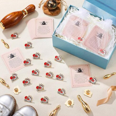 Misdary 24 Set Bowling Lapel Pins Gifts Include Bowling Pins Cards Organza Bags for Sports Lover Player Birthday Party Favors Game Awards for Backpack Purse Bag Jackets Backpacks Souvenirs Charms in Saudi Arabia