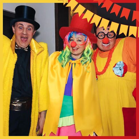 4 Pcs Funny Storybook Character Cosplay Costume for Adults Yellow Clothing Red Top Hat Yellow Socks and Cape for Reading Across America Day Storybook Themed Parties and Cosplay Events in Saudi Arabia