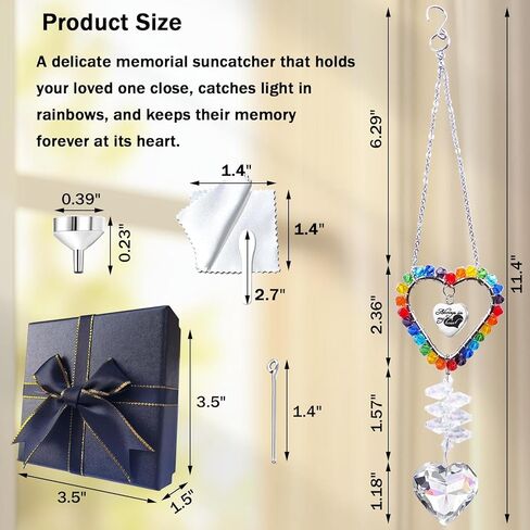 Memorial Mini Urn Suncatcher Keepsake, Sympathy Grief Gifts Miniature Cremation Ashes Jar Urn for Loss of Mother Dad Husband Pet, Sun Catcher Rainbow Bridge Always in My Heart Memory Ornament in Saudi Arabia