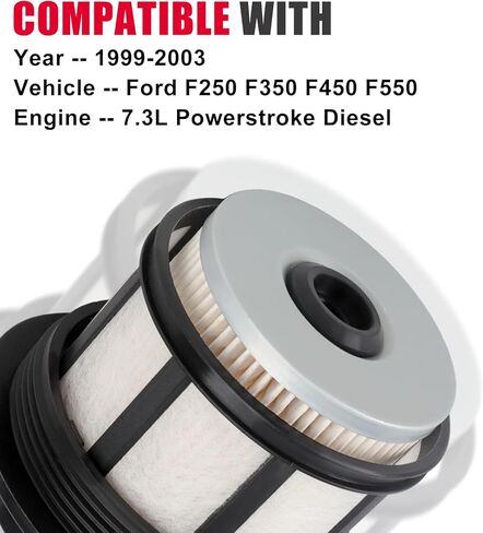 فلتر وقود الديزل FD4596 7.3L متوافق مع 1999-2003 Ford Powerstroke 7.3L Super Duty F250، F350، F450، F550 | يستبدل FD-4596؛ F81Z9N184AA؛ 33518؛ PF7698 in Kuwait