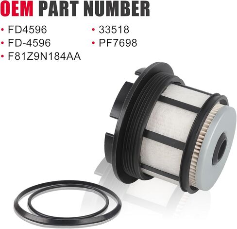 فلتر وقود الديزل FD4596 7.3L متوافق مع 1999-2003 Ford Powerstroke 7.3L Super Duty F250، F350، F450، F550 | يستبدل FD-4596؛ F81Z9N184AA؛ 33518؛ PF7698 in Kuwait