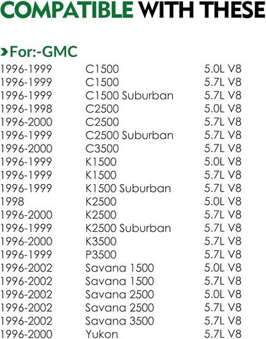 FJ504 5.7L 5.0L حاقن الوقود العنكبوتي لـ: -Chevy for: -GMC C1500 C2500 Express 1500/2500 K1500 k2500 Savana1500/2500 Tahoe P30 Yukon for: -Cadillac Escalade 1996-2002 OE # 89060440 (عبوة واحدة) in Saudi Arabia