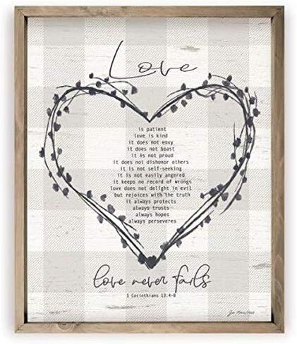 Love Never Fails Framed Wood Farmhouse Wall Sign 12x15 (Frame Included) in Saudi Arabia