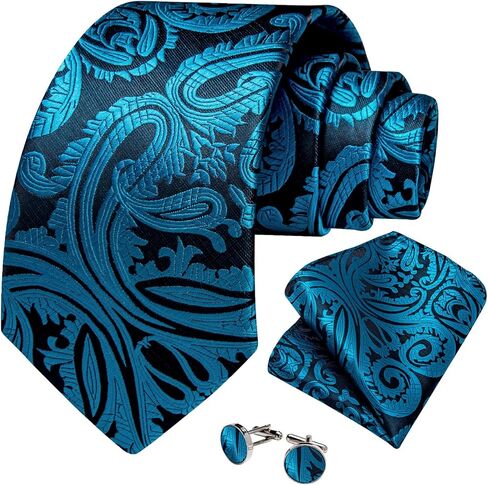 Mens Ties Woven Necktie and Pocket Square Cufflinks Set for Wedding Party in Saudi Arabia