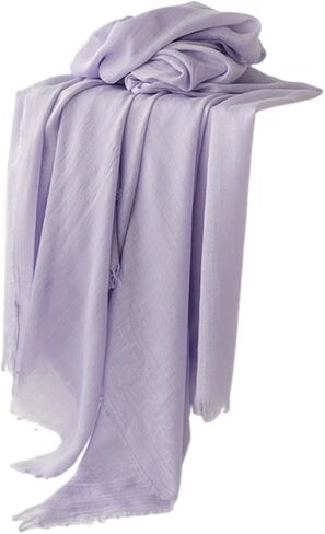 CaptainCrafts Lightweight Cotton Linen Scarf for Women, Solid Color Long Silk Shawl Wrap Sun Protection Travel Work Accessory in Saudi Arabia