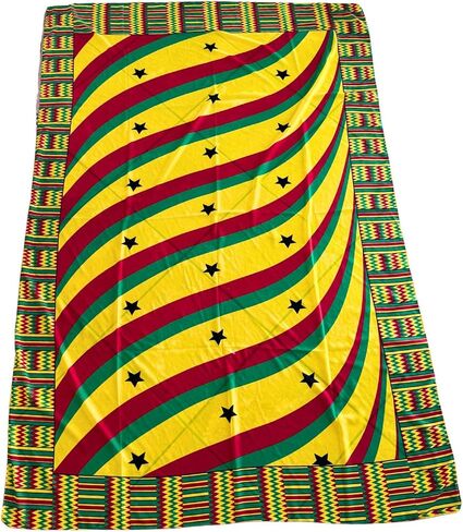 Ghana Flag Decorative Scarf, 3.5 x 5.5 Feet, Yellow Red Green with Black Stars in Saudi Arabia