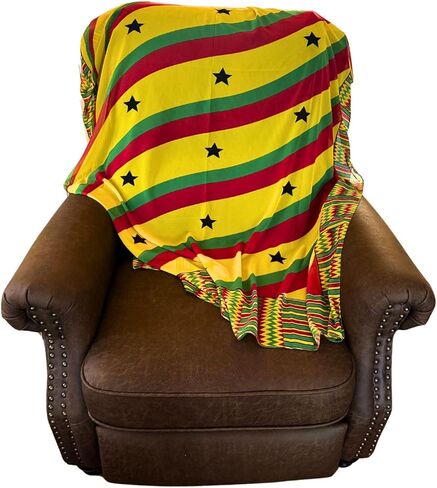Ghana Flag Decorative Scarf, 3.5 x 5.5 Feet, Yellow Red Green with Black Stars in Saudi Arabia