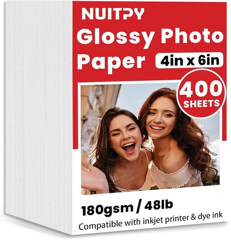150 Sheets Glossy Photo Paper, 4in x 6in Inkjet Photo Printer Paper, Picture Paper for Photos, Calendars, Brochures, Cards, Menus(180gsm / 48lb) in Kuwait