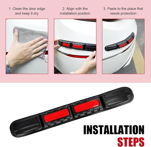 2 PCS Car Bumper Protector Strip, Reflective Anti-collision Warning Protector Trim, Foldable Cushioning Paint Guard Sticker, Universal Waterproof Self-adhesive Accessory for Cars (Red) in Saudi Arabia