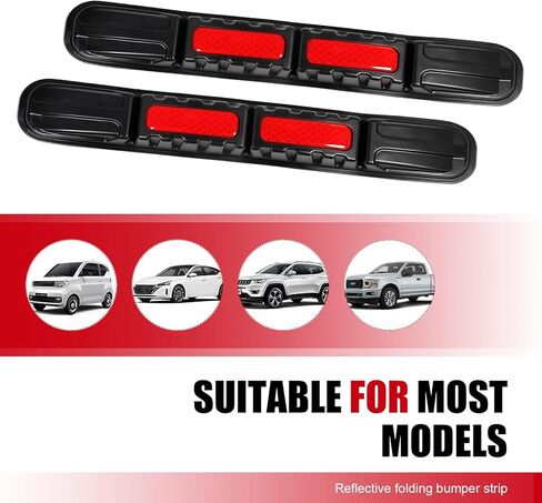 2 PCS Car Bumper Protector Strip, Reflective Anti-collision Warning Protector Trim, Foldable Cushioning Paint Guard Sticker, Universal Waterproof Self-adhesive Accessory for Cars (Red) in Saudi Arabia