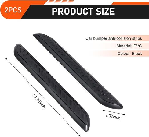 2 PCS Car Bumper Guard, Anti-collision Anti-scratch Bumper Protector Strip, Universal Car Door Edge Protection Sticker, for Most Cars (Black) in Saudi Arabia