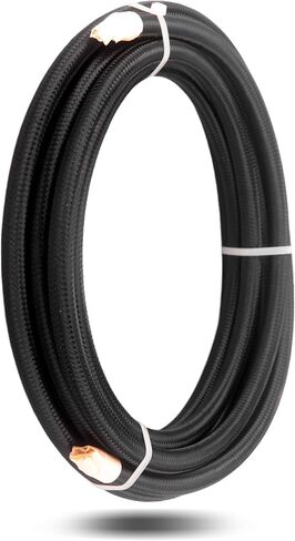 AN6 PTFE خط الوقود الفولاذ المقاوم للصدأ النايلون مضفر خرطوم تفلون ل E85 زيت الغاز الديزل 5/16 ID بوصة 20FT أسود in Kuwait