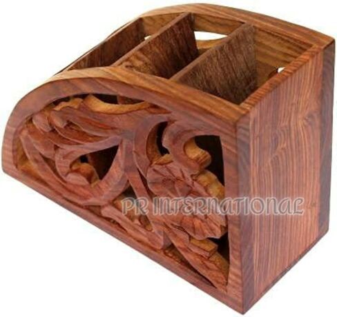 HomeDecor Handcraft Wooden Remote Stand Holder/Stand/Organizer/Rack for Space Saving 5 Slot Storage in Saudi Arabia