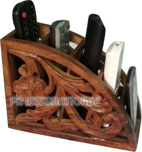 HomeDecor Handcraft Wooden Remote Stand Holder/Stand/Organizer/Rack for Space Saving 5 Slot Storage in Saudi Arabia