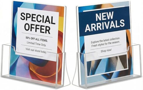 حامل كتيبات أكريليك مقاس 8.5 × 11 بوصة، عبوتان من حامل النشرات البلاستيكية الشفافة، حامل سطح مكتب أكريليك للنشرات والأدب والكتيبات والمجلات وحوامل عرض المواد in Kuwait