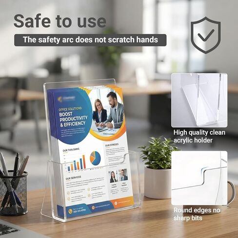 حامل كتيبات أكريليك مقاس 8.5 × 11 بوصة، عبوتان من حامل النشرات البلاستيكية الشفافة، حامل سطح مكتب أكريليك للنشرات والأدب والكتيبات والمجلات وحوامل عرض المواد in Kuwait