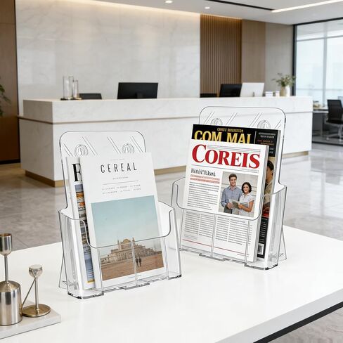 4 عبوات من حامل كتيبات الأكريليك مقاس 8.5 × 11 بوصة للمكتب أو الحائط، حامل عرض نشرة شفافة حامل طاولة بلاستيكي حامل أدب للمجلات والقوائم والنشرات والمجلات in Kuwait