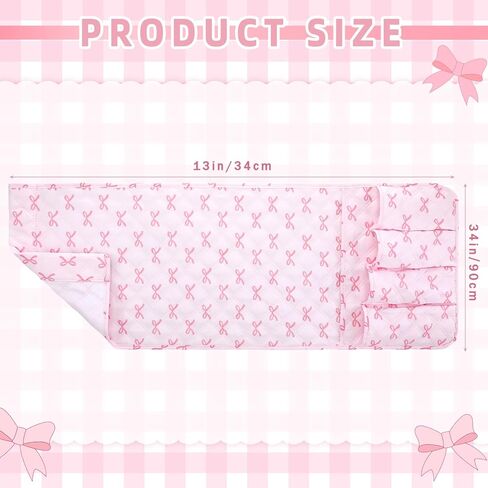 Pink Bow Sofa Armrest Organizer Coquette Non-slip Remote Control Holder Couch Caddy Washable 5 Pockets Sofa Armrest for Recliner Arm Chair Magazine Phone 35" X13" Pink Home Decor in Saudi Arabia