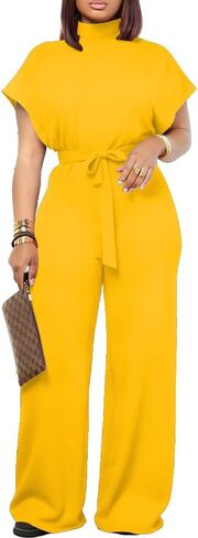 Ulovmi بذلة نسائية رسمية أنيقة واسعة الساق رومبير بذلة زفاف الضيوف حفلة كوكتيل قطعة واحدة وتتسابق in Kuwait