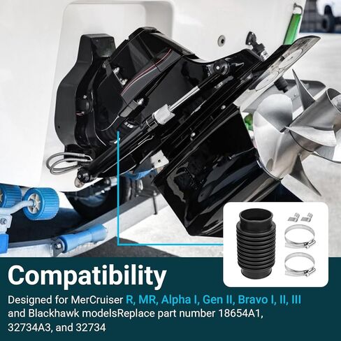 Exhaust Bellow Boot Replacement for MerCruiser Alpha Gen 1 & 2 Bravo 1 2 3, Replace Part #18654A1 in Saudi Arabia