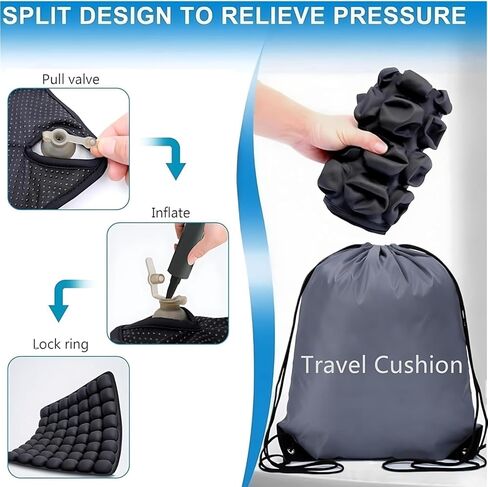 وسادة سفر لمقعد الطائرة، وسادة مقعد محمولة قابلة للنفخ للرحلات الطويلة، مقعد السيارة، كراسي المكتب، والكراسي المتحركة (42 كيس هواء مع مضخة هواء وحقيبة تخزين) in Saudi Arabia