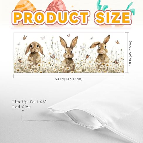 Easter Bunny Valances for Windows 54x18 Inch Rabbit Daisy Butterfly Flowers Spring Curtain Valance for Kitchen Bathroom Bedroom Living Room Decor in Kuwait