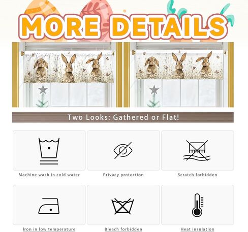 Easter Bunny Valances for Windows 54x18 Inch Rabbit Daisy Butterfly Flowers Spring Curtain Valance for Kitchen Bathroom Bedroom Living Room Decor in Kuwait