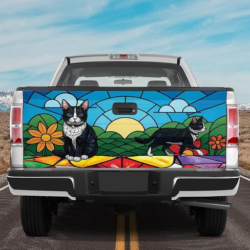 ThangPham Shop Colorful Cat Truck Tailgate Wrap – Truck Tailgate Wrap with Cat Theme in Saudi Arabia