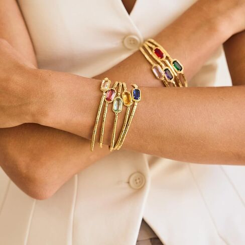 Brook & York Birthstone Bracelet – Gold Tone Stretch Bracelet for Women - Stacking Bracelet - Gifts for Mom in Saudi Arabia