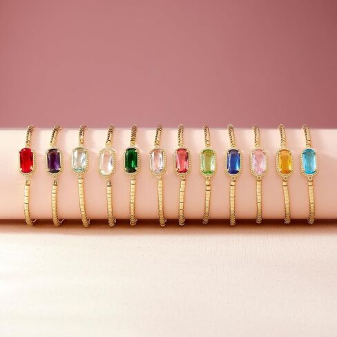 Brook & York Birthstone Bracelet – Gold Tone Stretch Bracelet for Women - Stacking Bracelet - Gifts for Mom in Saudi Arabia