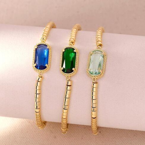 Brook & York Birthstone Bracelet – Gold Tone Stretch Bracelet for Women - Stacking Bracelet - Gifts for Mom in Saudi Arabia