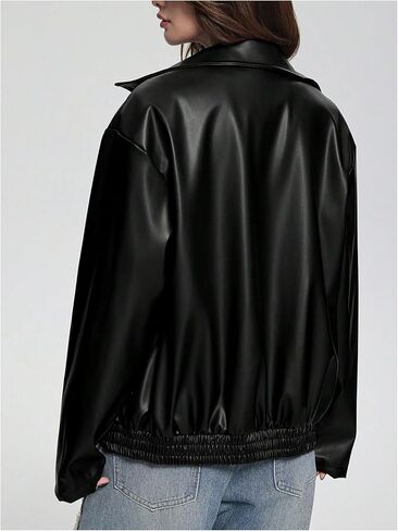 GORGLITTER Girl's Faux Leather Zip Up Jackets Y2K Long Sleeve Motorcycle Bomber Coat Trendy Fall Winter Clothes in Saudi Arabia
