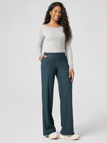 ODODOS Women's High-Rise Wide Leg Pants - Ultra Soft odSTRATUM Tech Drawstring Casual Relaxed Pants with Pockets, 29" Inseam in Saudi Arabia