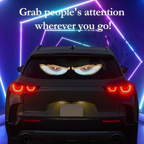 ضوء عيون الشيطان للسيارات، عين LED للسيارة، شاشة LED مرنة للسيارة مقاس 4.7 بوصة × 11.8 بوصة، عيون الزجاج الأمامي المتحركة، أضواء عين كبيرة ديناميكية مخصصة للزجاج الأمامي للسيارة in Kuwait
