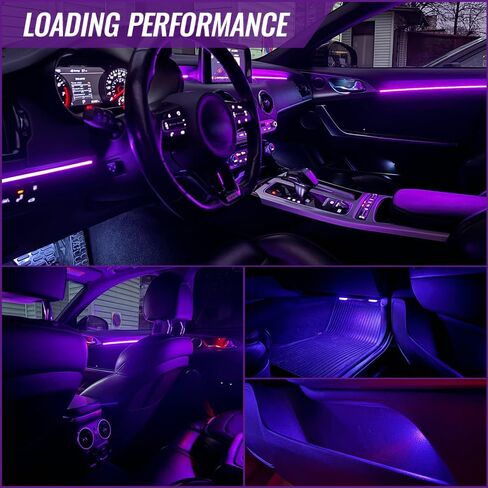 Ambient Lighting Car Led Lights Interior Kit,2PCS 43.3 inches Dream Color Acrylic Led Strips Lights for Car Interior Dashboard,12V Fiber Optic Music Sync Neon Ambiance Lighting with Wireless APP in Saudi Arabia