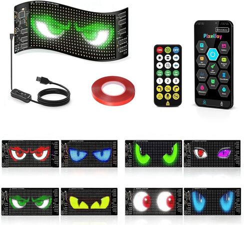 dalattin Devil Eyes Light للزجاج الأمامي، شاشة LED USB عالية السطوع مقاس 23.42 × 4.72 بوصة، التطبيق/جهاز التحكم عن بعد للنص المخصص والرسوم المتحركة، مزامنة متعددة اللوحات للسيارات والشاحنات وسيارات الدفع الرباعي، تعمل بمنفذ USB in Kuwait