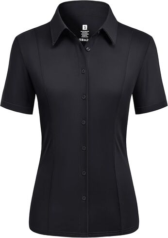 Button Down Shirts for Women Stretch Short Sleeve Dress Shirts for Women Collared Wrinkle Free Basic Business Top Work Blouse in Saudi Arabia