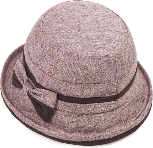 قبعة Initlove النسائية ذات الطراز الكلاسيكي من فيدورا ذات حافة ملفوفة مع عقدة على شكل فيونكة in Kuwait