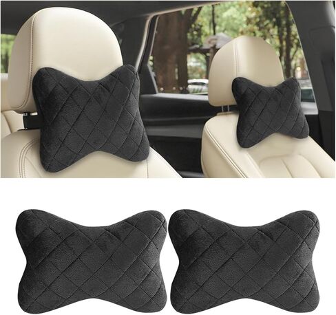 2PCS Bling Car Headrest Pillow, Crystal Rhinestone Vehicle Head Neck Rest Cushion for Driving Fatigue Relief, Soft Ergonomic Neck Support Headrest Pad, Universal Auto Accessories in Saudi Arabia