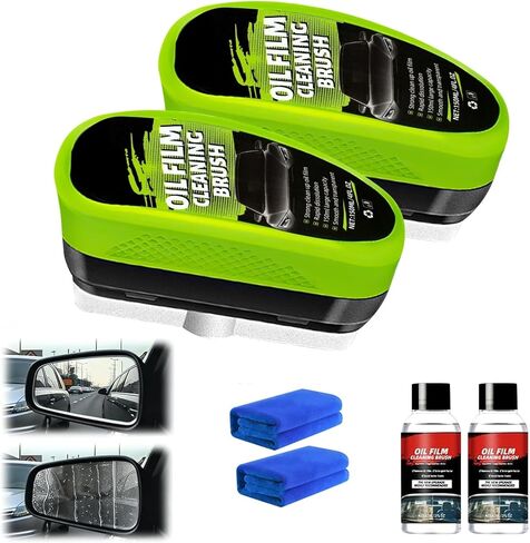 قطعتان من منظف الزجاج ذو الرؤية الواضحة 2.0، فرشاة تنظيف فيلم زيت السيارات 2026، مزيل فيلم الزيت لنوافذ السيارات، لوح طلاء الزجاج للزجاج الأمامي، يمنع المطر والضباب in Kuwait