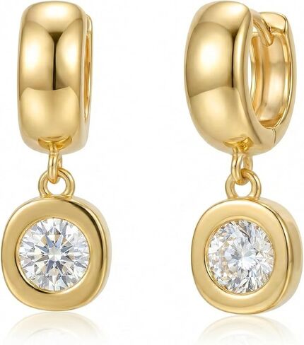 Trendy Gold Dangle Earrings for Women 14K Gold Silver Plated Chunky Drop Earring Statement Hoop Huggie Cubic Zirconia Diamond Crystal Charm Lightweight Hypoallergenic Jewelry Accessories Gifts for Women in Saudi Arabia