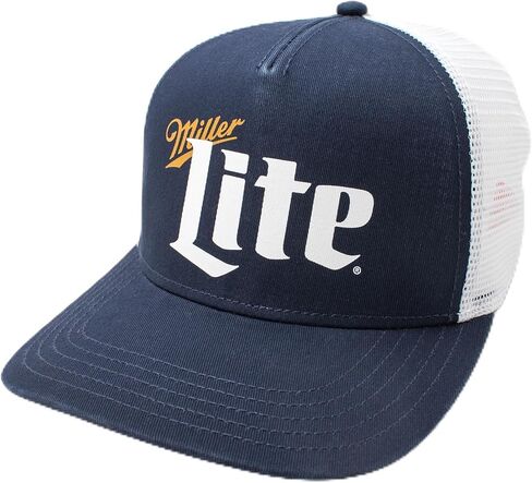 AMERICAN NEEDLE Miller Lite Beer Club Captain Adjustable Snapback Baseball Hat, Ivory/Navy (24002A-MLITE-INVY) in Saudi Arabia