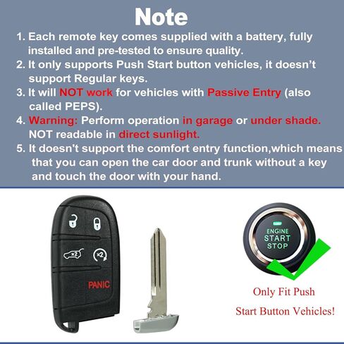 DIY Smart Car Key Fob Replacement Fits for Jeep Grand Cherokee Dodge Durango 2014-2017 Keyless Entry Remote Control Key Kit M3N40821302 in Saudi Arabia