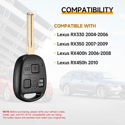 Key Fob Replacement Lexus RX330 2004 2005 2006 RX350 2007-2009 RX400h 2006-2008 RX450h 2010 Proximity Keyless Entry Remote 314 Mhz HYQ12BBT 89785-50030 89785-50031 in Saudi Arabia