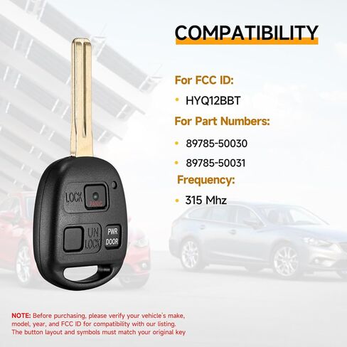 Key Fob Replacement Lexus RX330 2004 2005 2006 RX350 2007-2009 RX400h 2006-2008 RX450h 2010 Proximity Keyless Entry Remote 314 Mhz HYQ12BBT 89785-50030 89785-50031 in Saudi Arabia