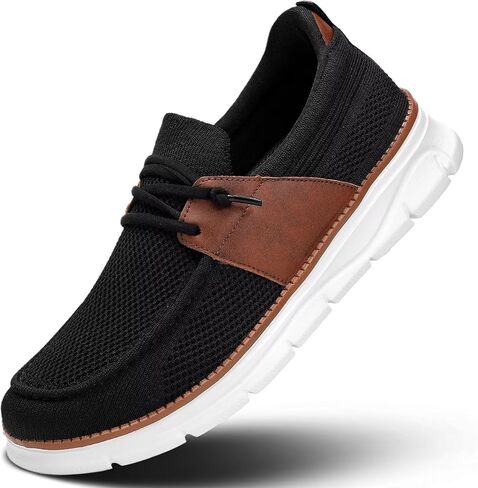 Mens Casual Slip in Boat Shoes Fashion Lightweight Slip On Loafers Walking Beach Sneakers Work Mesh Oxfords Soft Sole in Saudi Arabia